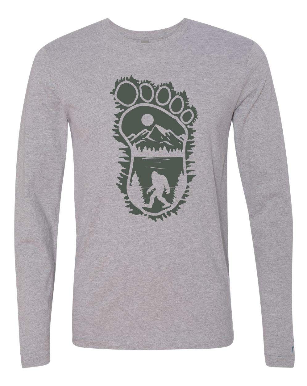 Bigfoot Print Scene Green Long Sleeve