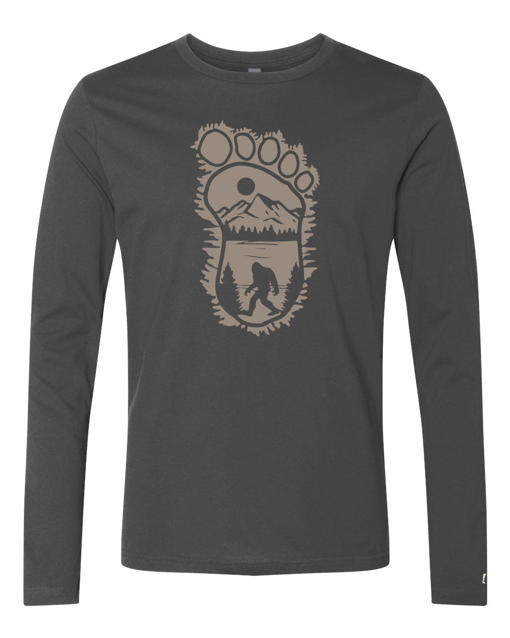 Bigfoot Print Scene Tan Long Sleeve