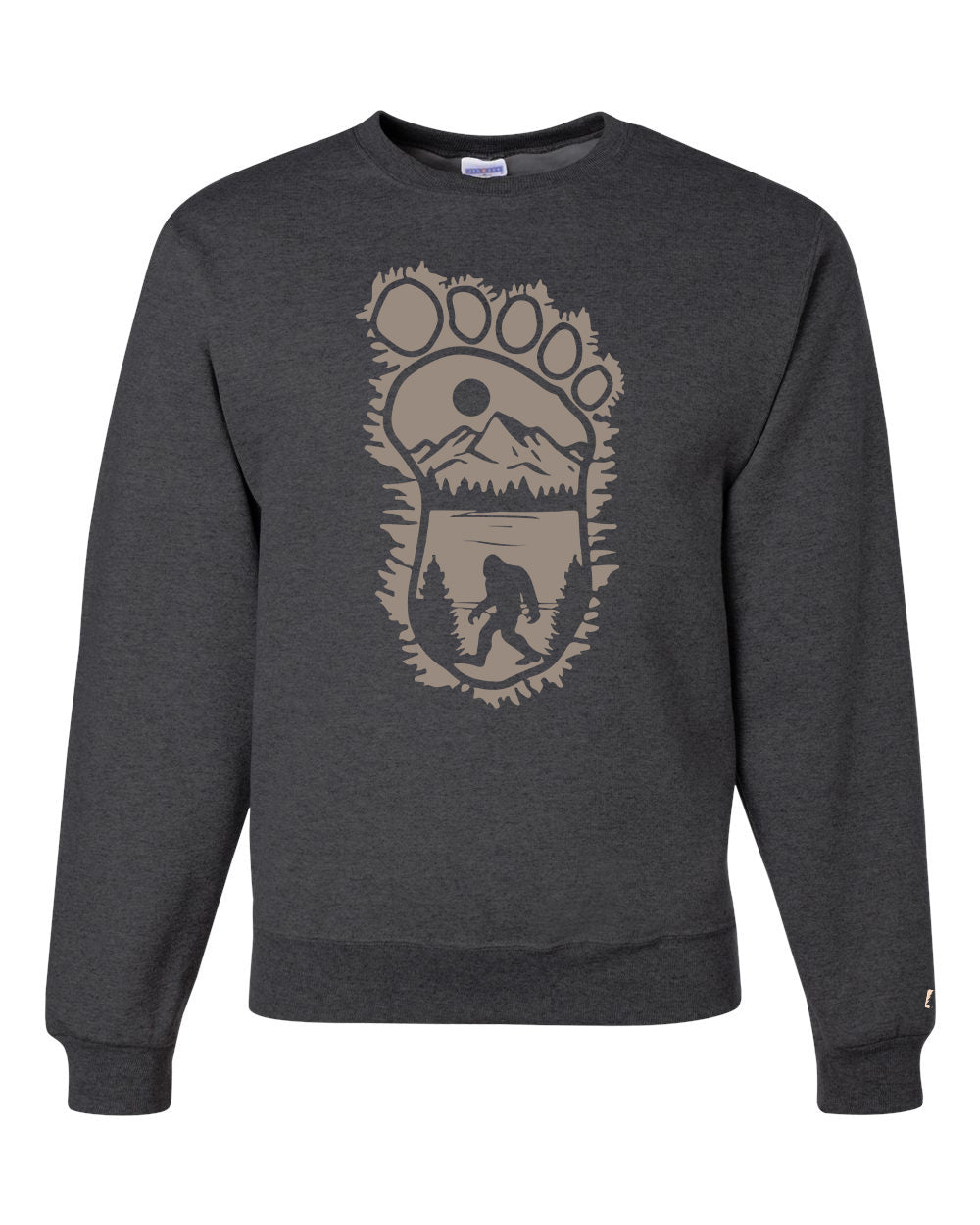 Bigfoot Print Scene Tan Sweatshirt