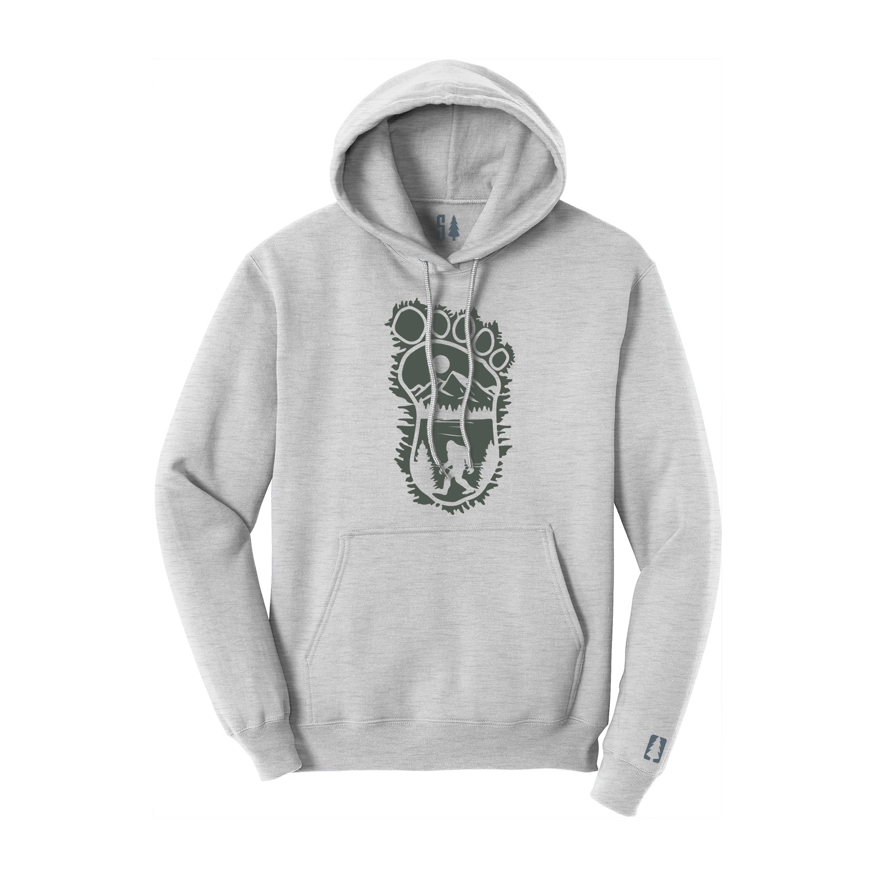 Bigfoot Print Scene Misty Green Hoodie
