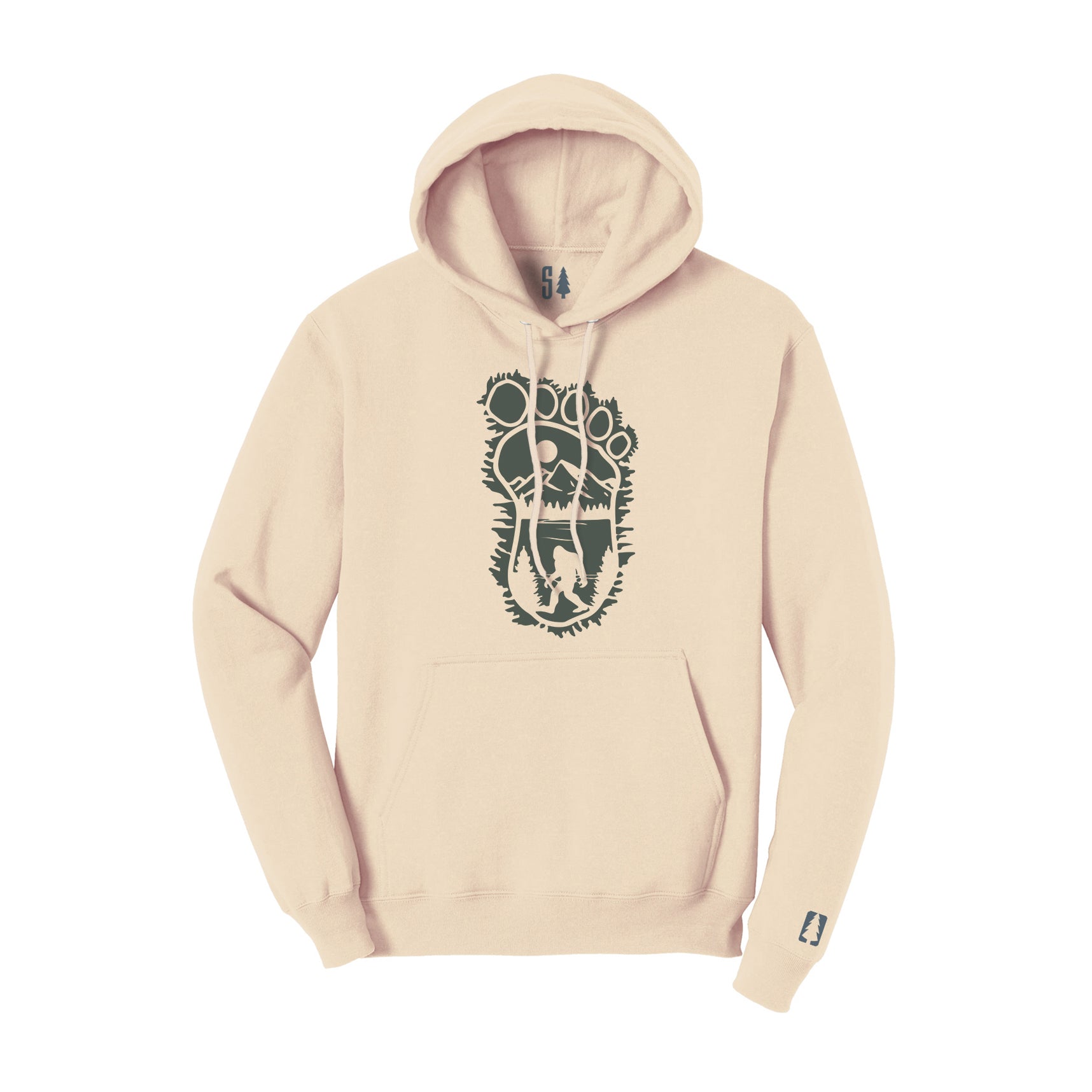 Bigfoot Print Scene Misty Green Hoodie