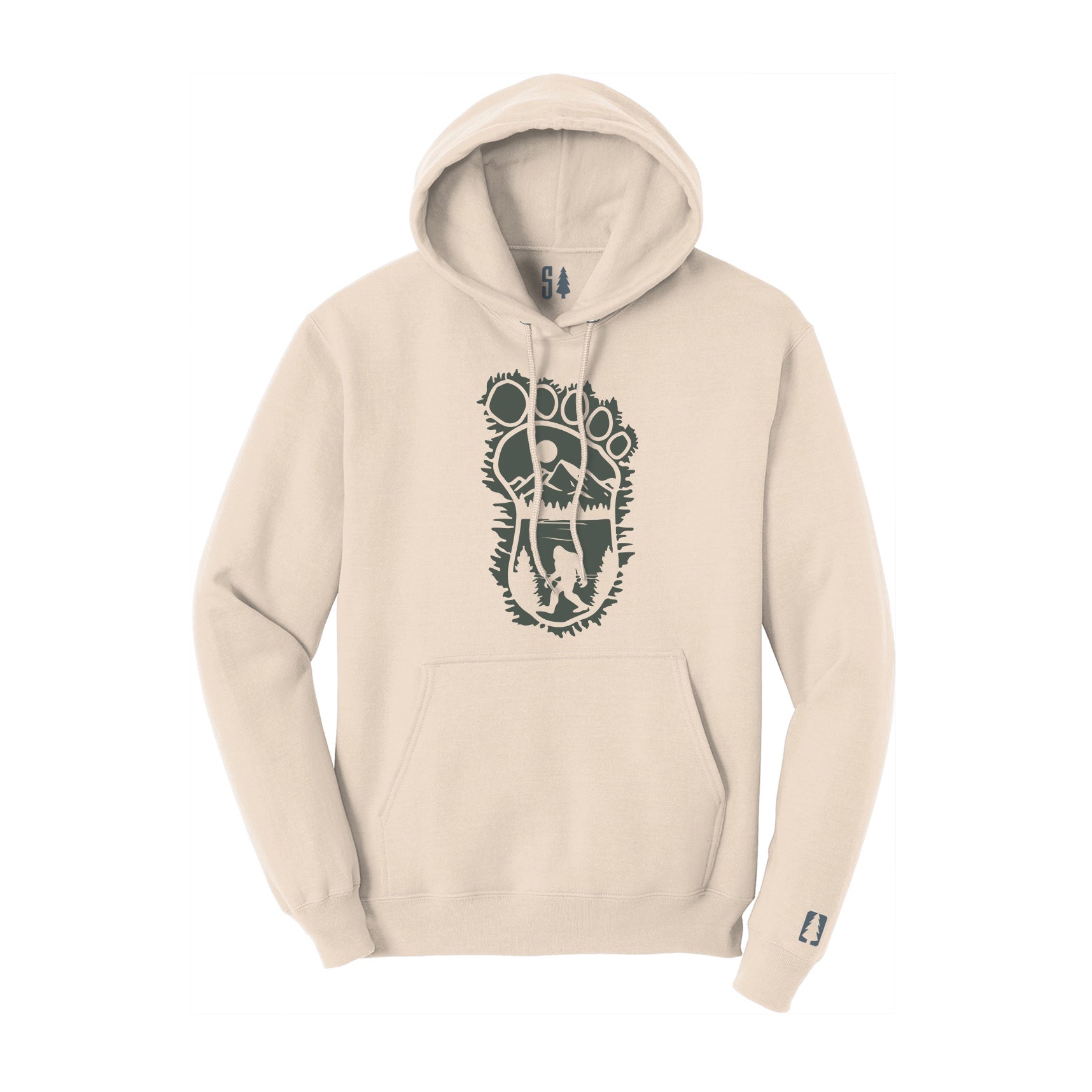 Bigfoot Print Scene Misty Green Hoodie