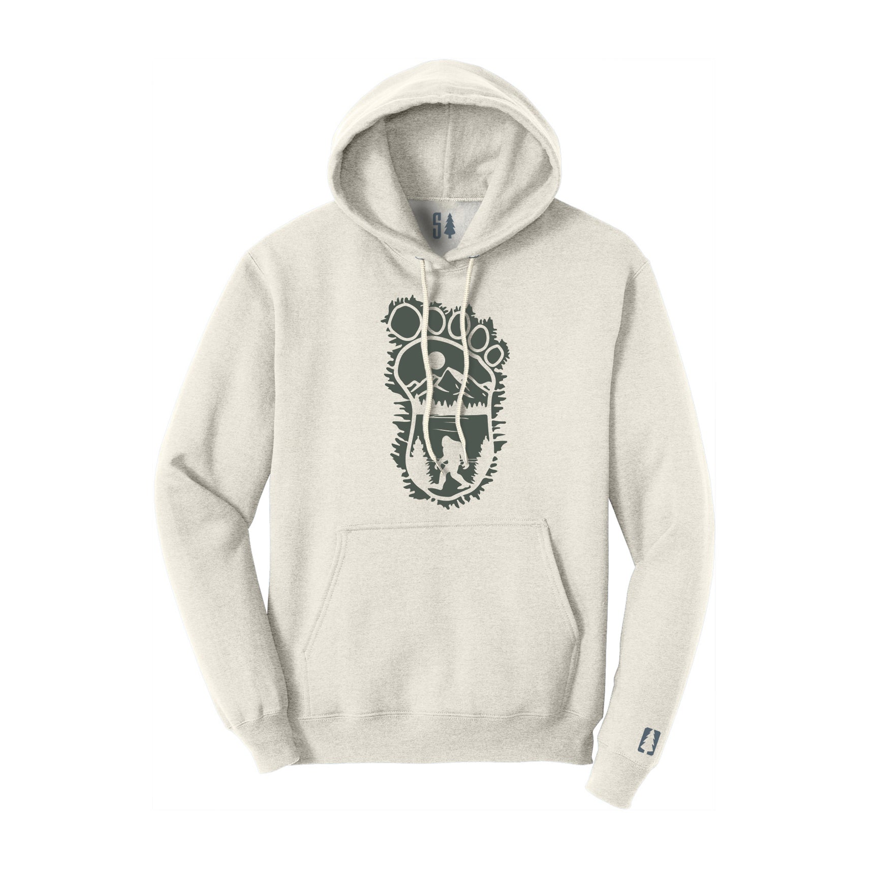 Bigfoot Print Scene Misty Green Hoodie