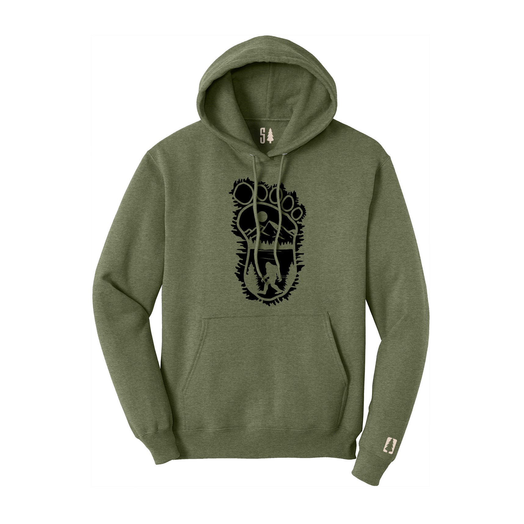 Bigfoot Print Scene Black Hoodie